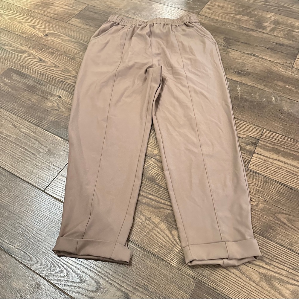 Varley Women’s Khaki Crop Wide Leg Pants Size M